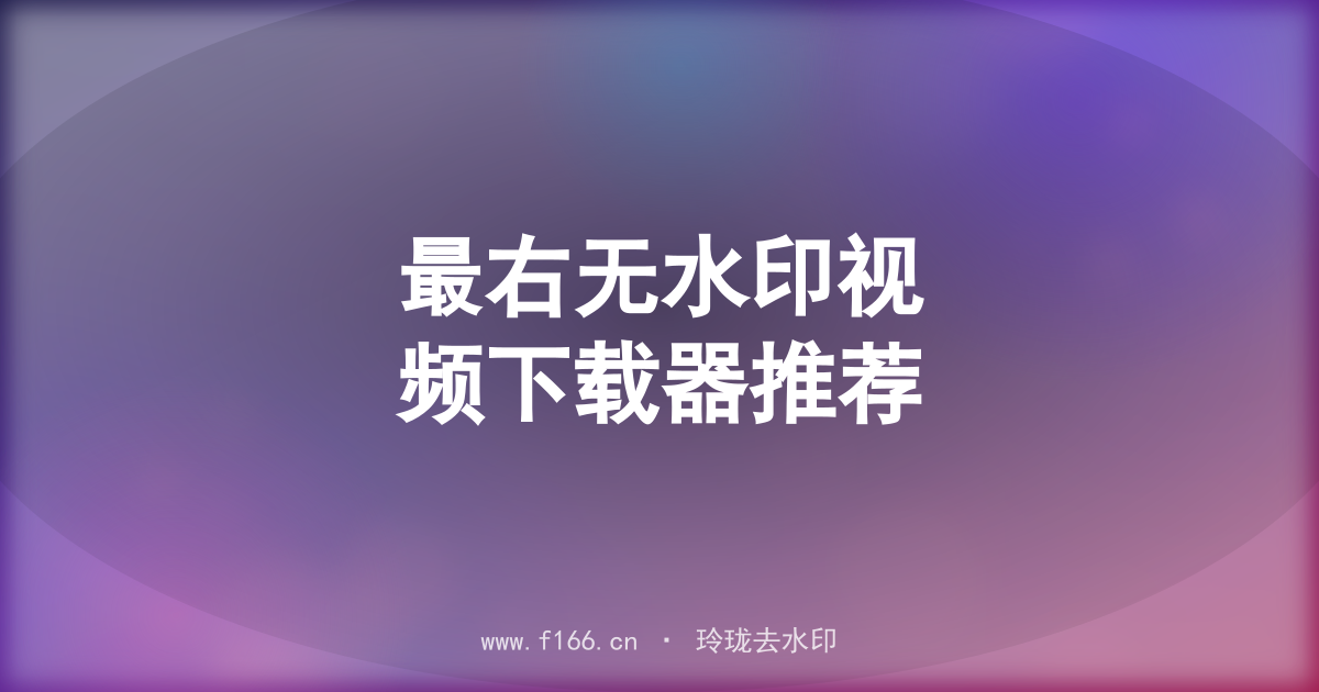 最右无水印视频下载器推荐